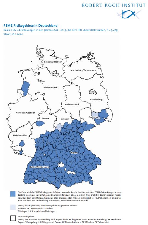 Karte: Zecken Risikogebiete Deutschland laut RKI